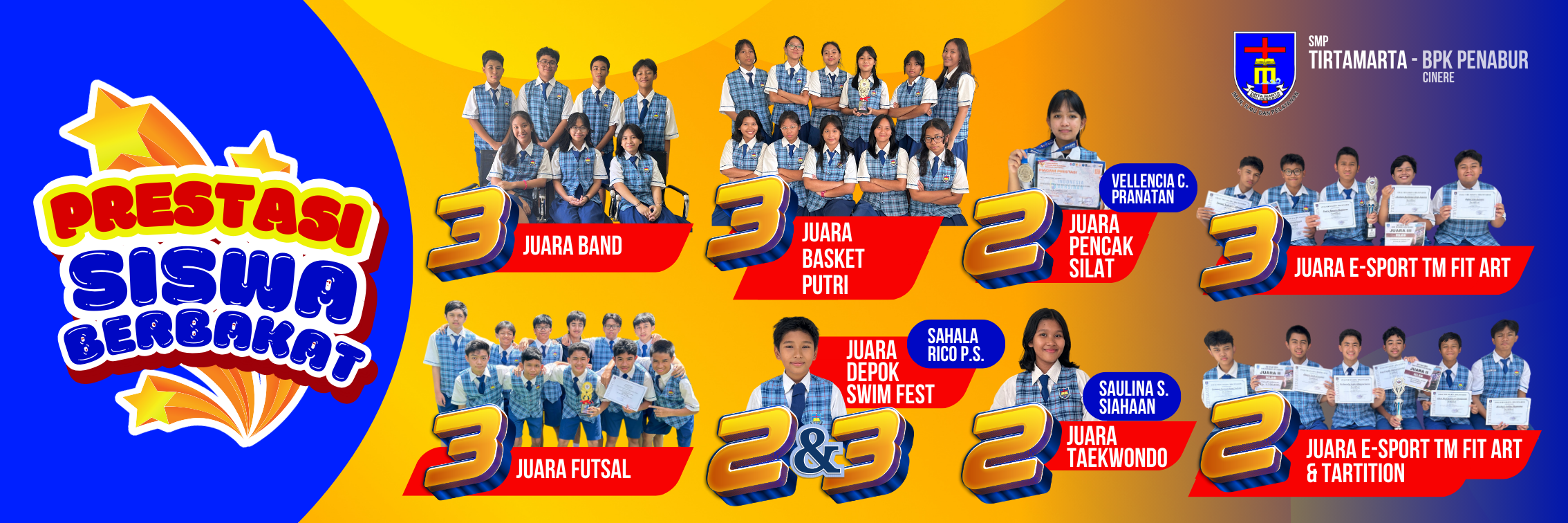 PRESTASI SISWA BERBAKAT SMP KRISTEN TIRTAMARTA PENABUR CINERE DEPOK DES 2024 (6X2)