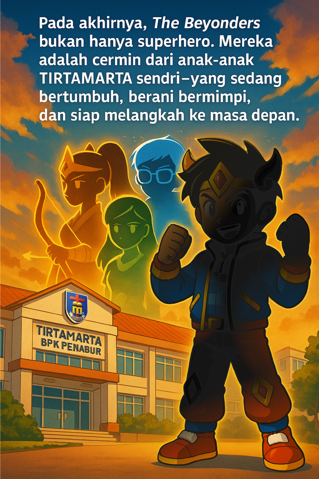 The Beyonders Superhero Sekolah TIRTAMARTA yang Menginspirasi TK SD SMP SMA PK2T ACTS BINA IMAN SEKOLAH holistic TIRTAMARTA BPK PENABUR KRISTEN JAKARTA SELATAN DEPOK PONDOK INDAH CINERE PENERIMAAN SISWA BARU PESERTA DIDIK 2025 2026 PSB PPDB PENDAFTARAN PENDIDIKAN KARAKTER teknologi bukan batasan GROW BEYOND GREATNESS