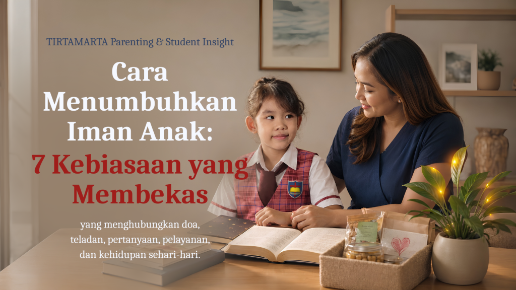 Cara Menumbuhkan Iman Anak: 7 Kebiasaan yang Membekas 7 Cara Menumbuhkan Iman Anak 7 Kebiasaan yang Membekas Sekolah Kristen TIRTAMARTA BPK PENABUR Jakarta Depok Toddler TK SD SMP SMA PK2T ACTS BINA IMAN SEKOLAH holistic TIRTAMARTA BPK PENABUR KRISTEN JAKARTA SELATAN DEPOK PONDOK INDAH CINERE PENERIMAAN SISWA BARU PESERTA DIDIK 2025 2026 PSB PPDB PENDAFTARAN PENDIDIKAN KARAKTER teknologi bukan batasan GROW BEYOND GREATNESS superhero Pintar Itu Penting. Tapi Karakter Menentukan Masa Depan Anak