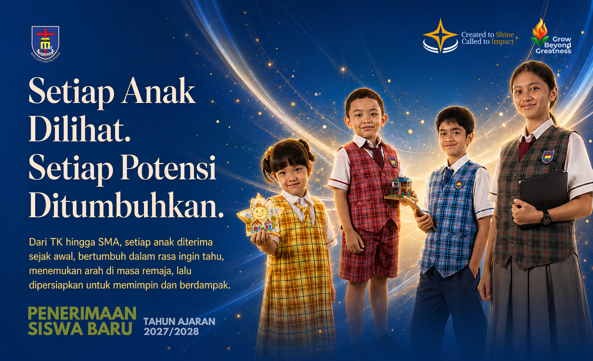 Beranda 1 Toddler TK SD SMP SMA SEKOLAH KRISTEN TIRTAMARTA BPK PENABUR JAKARTA DEPOK Setiap Anak Dilihat. Setiap Potensi Ditumbuhkan. Dari TK hingga SMA, setiap anak diterima sejak awal, bertumbuh dalam rasa ingin tahu, menemukan arah di masa remaja, lalu dipersiapkan untuk memimpin dan berdampak.